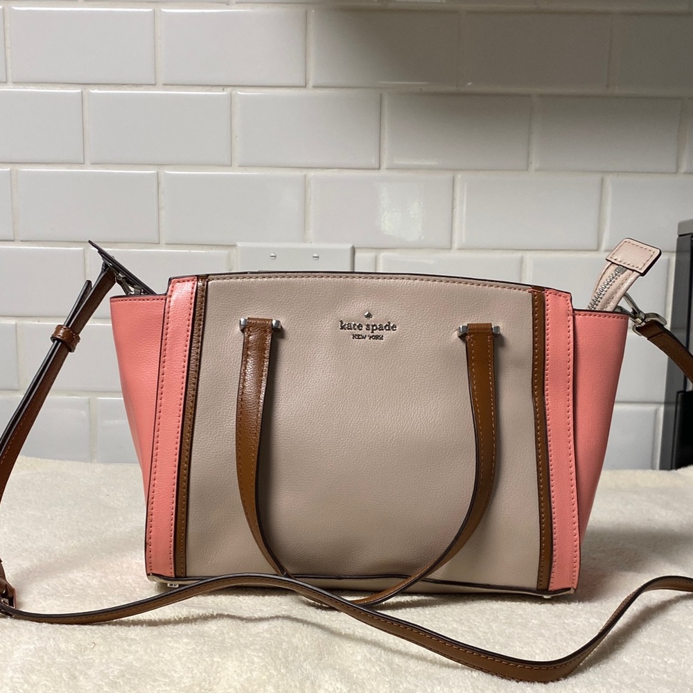 kate spade Pink and Beige Leather Shoulder Bag